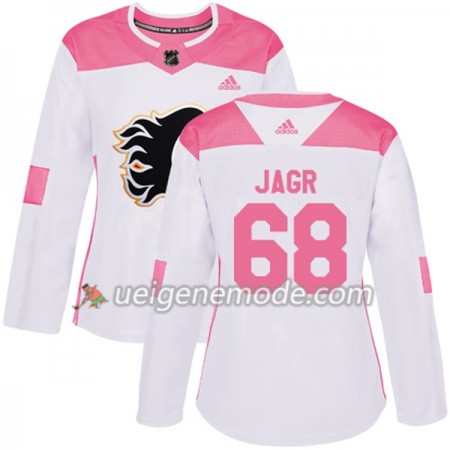 Dame Eishockey Calgary Flames Trikot Jaromir Jagr 68 Adidas 2017-2018 Weiß Pink Fashion Authentic